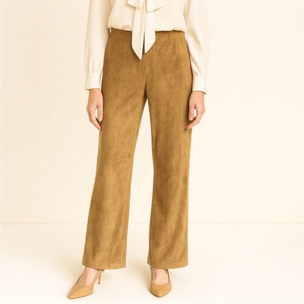 Josephine Chaus Faux Suede Pants Women’s S Petite Fall Velour Minimalist Chic